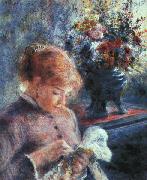 Pierre Renoir Lady Sewing Spain oil painting artist